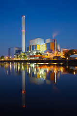 Colorful Waste Incineration Plant At Night