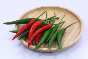 Chilli on wooden tray