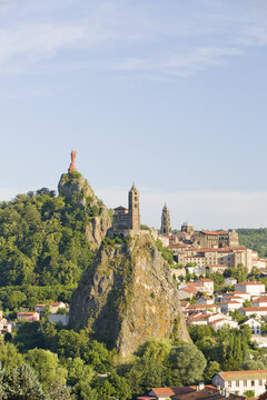 Le Puy en Velay and Chapelle Saint Michel d'Aiguilhe, Auvergne, France.
