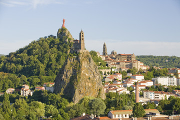 Le Puy en Velay and Chapelle Saint Michel d'Aiguilhe, Auvergne, France.