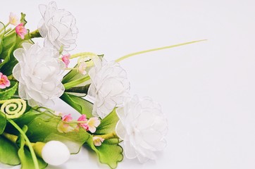 Artificial Flowers on white background