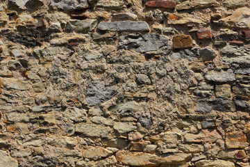 Old brick wall, background of bricks, cement masonry, blank for designer, pattern in vintage style