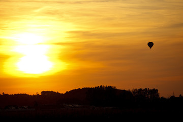 Balloon And Colorful Sunset