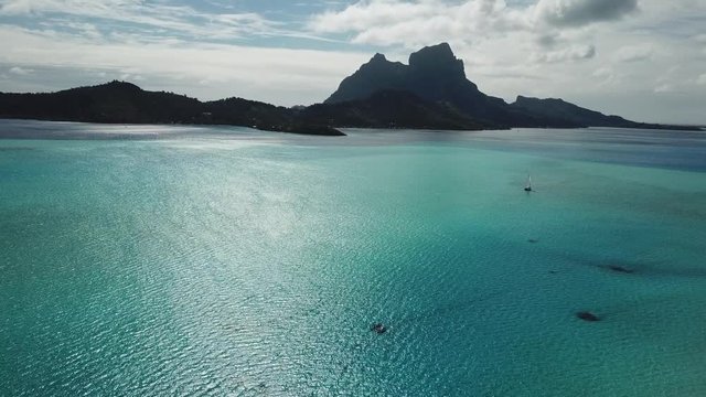 Taha and Bora Bora aerial view panorama landscape French Polynesia Tahiti