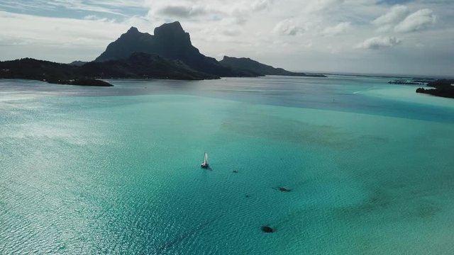 Taha and Bora Bora aerial view panorama landscape French Polynesia Tahiti