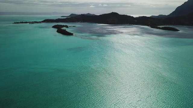 Taha and Bora Bora aerial view panorama landscape French Polynesia Tahiti