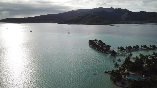 Taha and Bora Bora aerial view panorama landscape French Polynesia tahiti