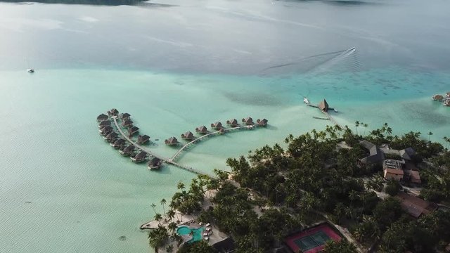 Taha and Bora Bora aerial view panorama landscape French Polynesia tahiti