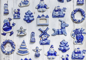 cute white and blue Xmas ceramic ornament pattern background