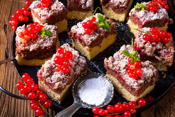 Gorgeous juicy chocolate cake with red currant