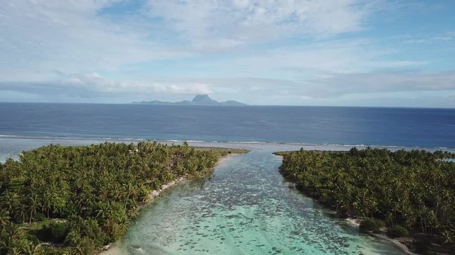 Taha and Bora Bora aerial view panorama landscape French Polynesia