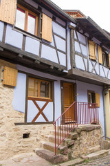 07/15/2018  Eguishem France. Colored half timbered houses in Eguishem Alsace France.