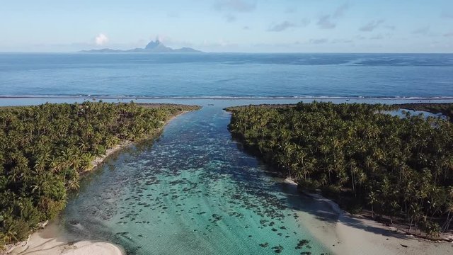 Taha and Bora Bora aerial view panorama landscape French Polynesia