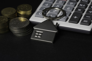 House key chain and calculator