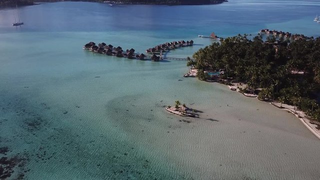 Taha and Bora Bora aerial view panorama landscape French Polynesia