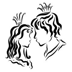 Loving couple looking at each other, prince and princess