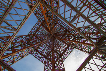 Eifel tower interior of iron and sky