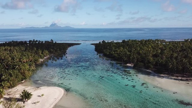 Taha and Bora Bora aerial view panorama landscape French Polynesia