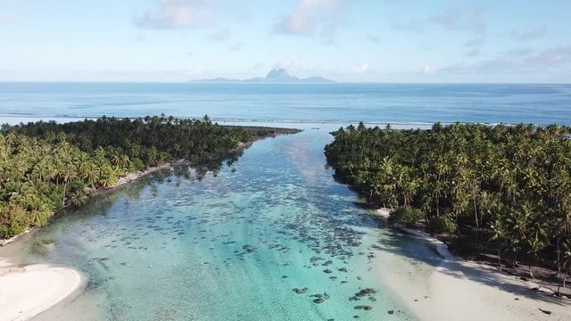 Taha and Bora Bora aerial view panorama landscape French Polynesia