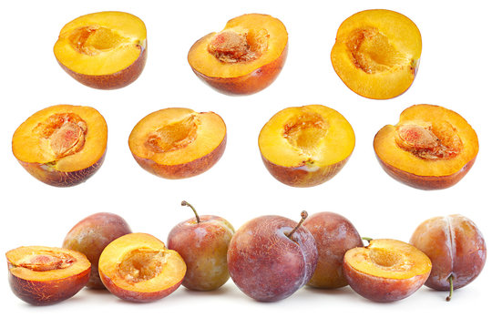 Brown plum fruit closeup collection