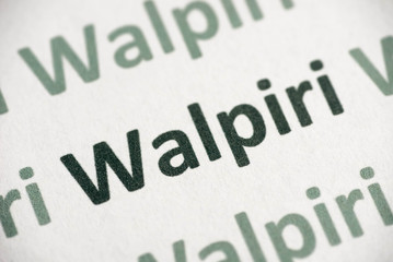 word Walpiri language printed on paper macro