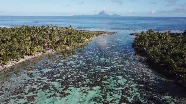 Taha and Bora Bora aerial view panorama landscape French Polynesia