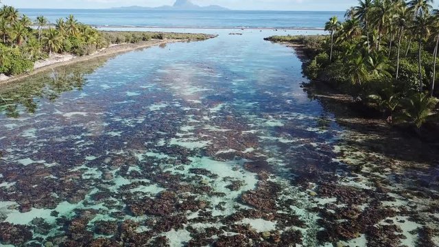 Taha and Bora Bora aerial view panorama landscape French Polynesia