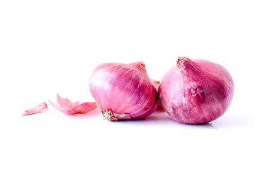 shallot onions for cooking on white background.