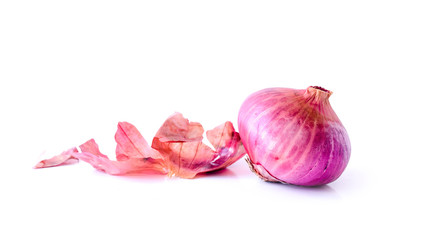 shallot onions for cooking on white background.