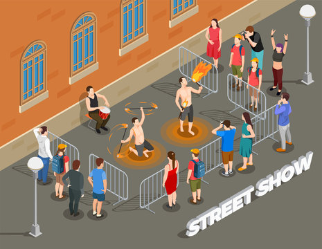 Street Performance Isometric Composition