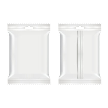 Realistic food snack pillow bags. Mock up. Vector