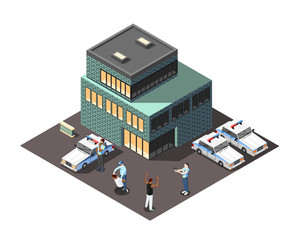 Police Isometric Composition