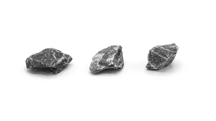 collection of grey rock isolated on white background