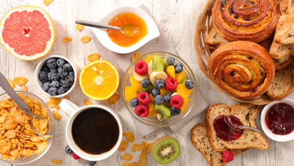 healthy continental breakfast - obrazy, fototapety, plakaty