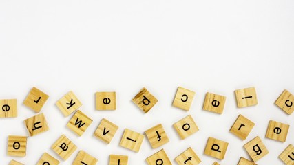 Wooden blocks alphabet isolated on white background