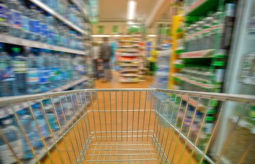 Inside View of Empty Shopping Cart with Motion Blur