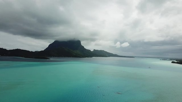 Taha and Bora Bora aerial view panorama landscape French Polynesia
