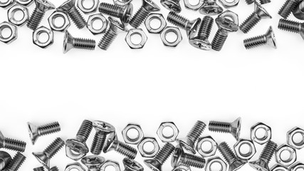 Fototapeta nuts and bolts isolated on white background obraz