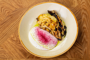 Grilled cabbage with sauce