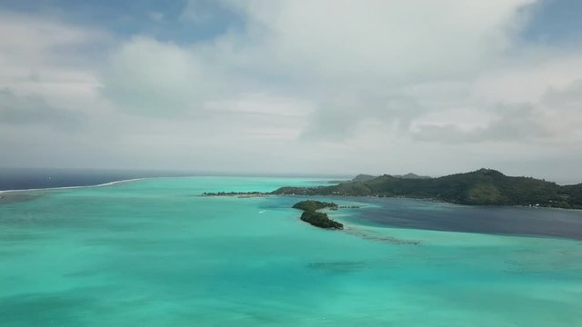 Taha and Bora Bora aerial view panorama landscape French Polynesia