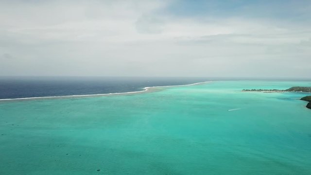 Taha and Bora Bora aerial view panorama landscape French Polynesia