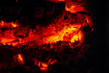 Fototapeta na wymiar Camp fire smouldering embers