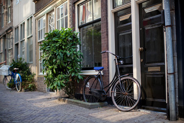 Fototapeta na wymiar Bicycles in Dutch streets 