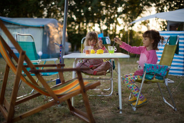 Children enjoying camping holiday
