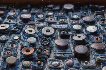 blue jeans, buttons and rivets