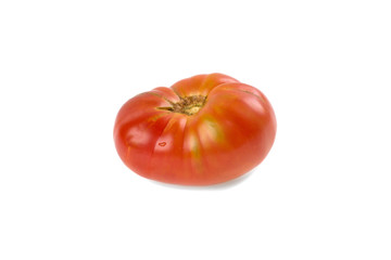 pink tomato with water drops on a white background