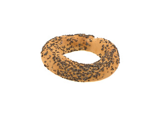 Dried bagels with poppy seeds isolated on white background