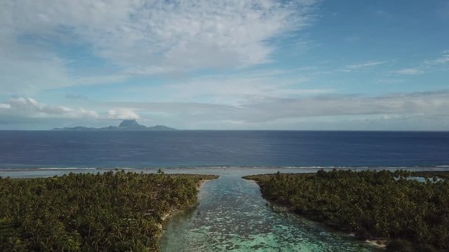 Taha and Bora Bora aerial view panorama landscape French Polynesia