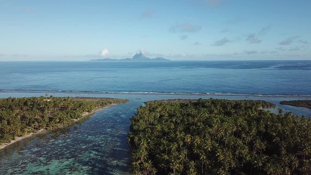 Taha and Bora Bora aerial view panorama landscape French Polynesia