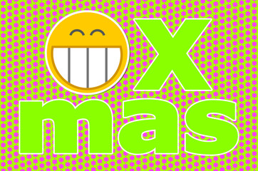 funny christmas card with smiley and pink stars